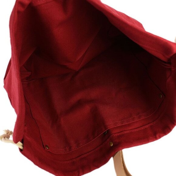 Paisley & Gold Red Canvas Hamilton Project Knitting Bag Leather Strap - Picture 3 of 4